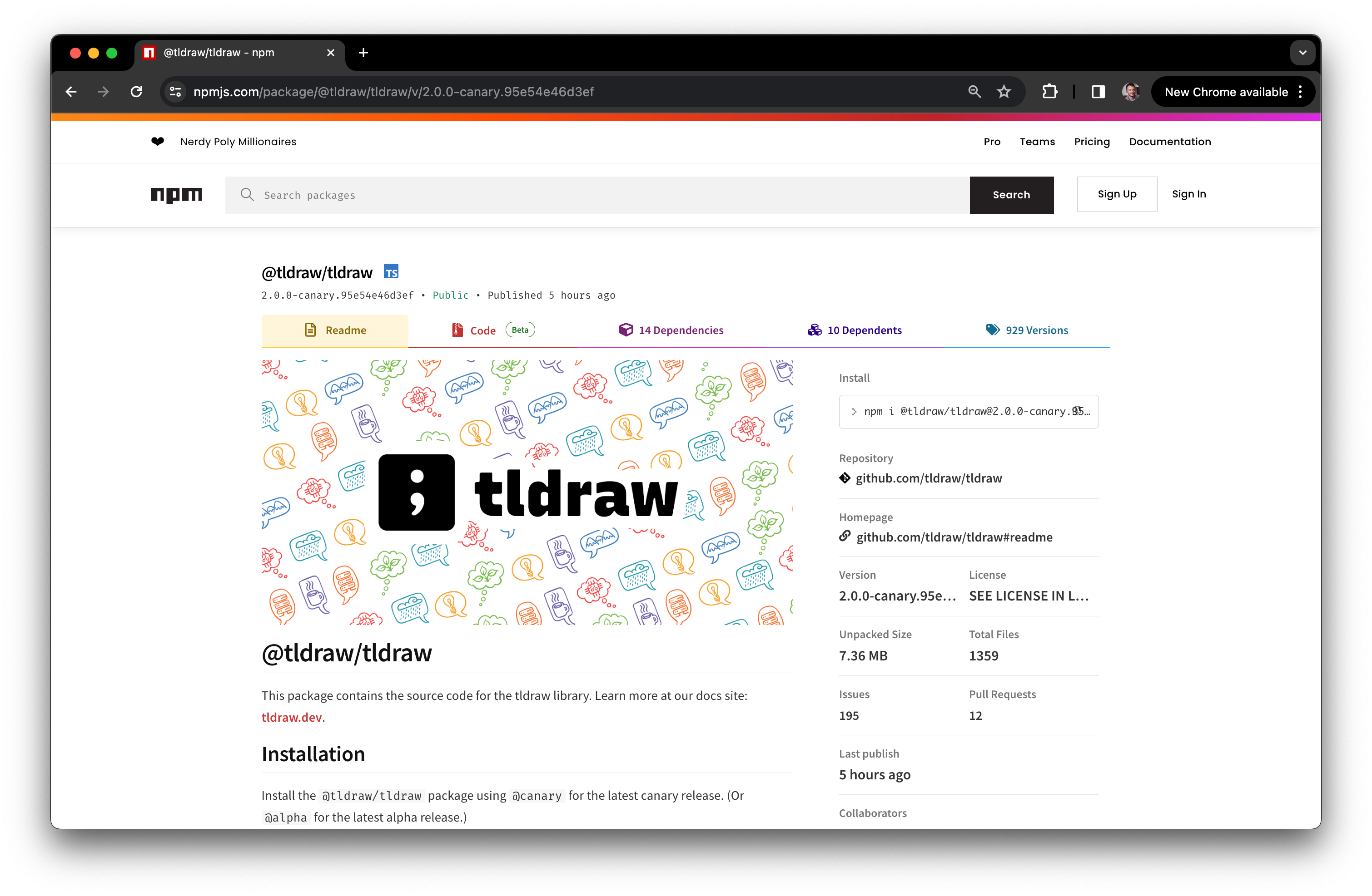 Tldraw library